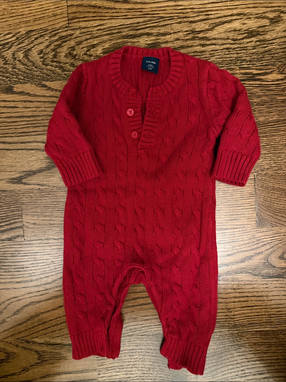 GAP Bright Red Cable-Knit Baby One-Piece